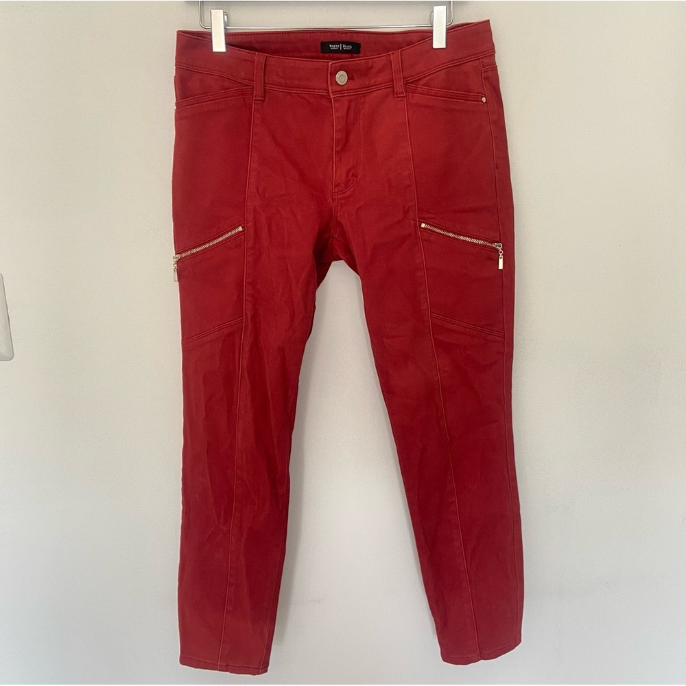 WHBM Hot Cinnamon Ankle Crop Moto Pant with Pockets and Seams Size 8